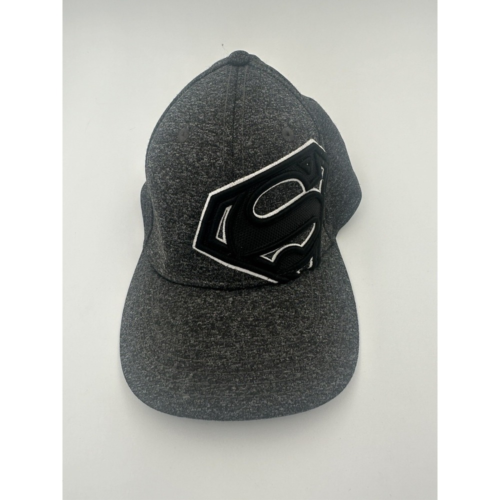 DC Superman Gray w/ Black Logo Cap One Size Fits Most Baseball Hat